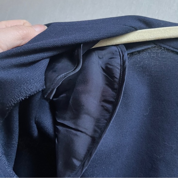 Babaton Aritzia Power Blazer Navy Open-Front 3/4 Sleeve Jacket Sz 2 - Picture 6 of 12